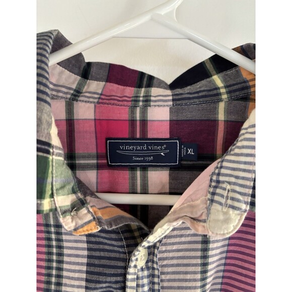 Vineyard Vines Tucker Shirt Plaid, Button-Down, Long Sleeve, Green, XL Pink Navy - Picture 2 of 4